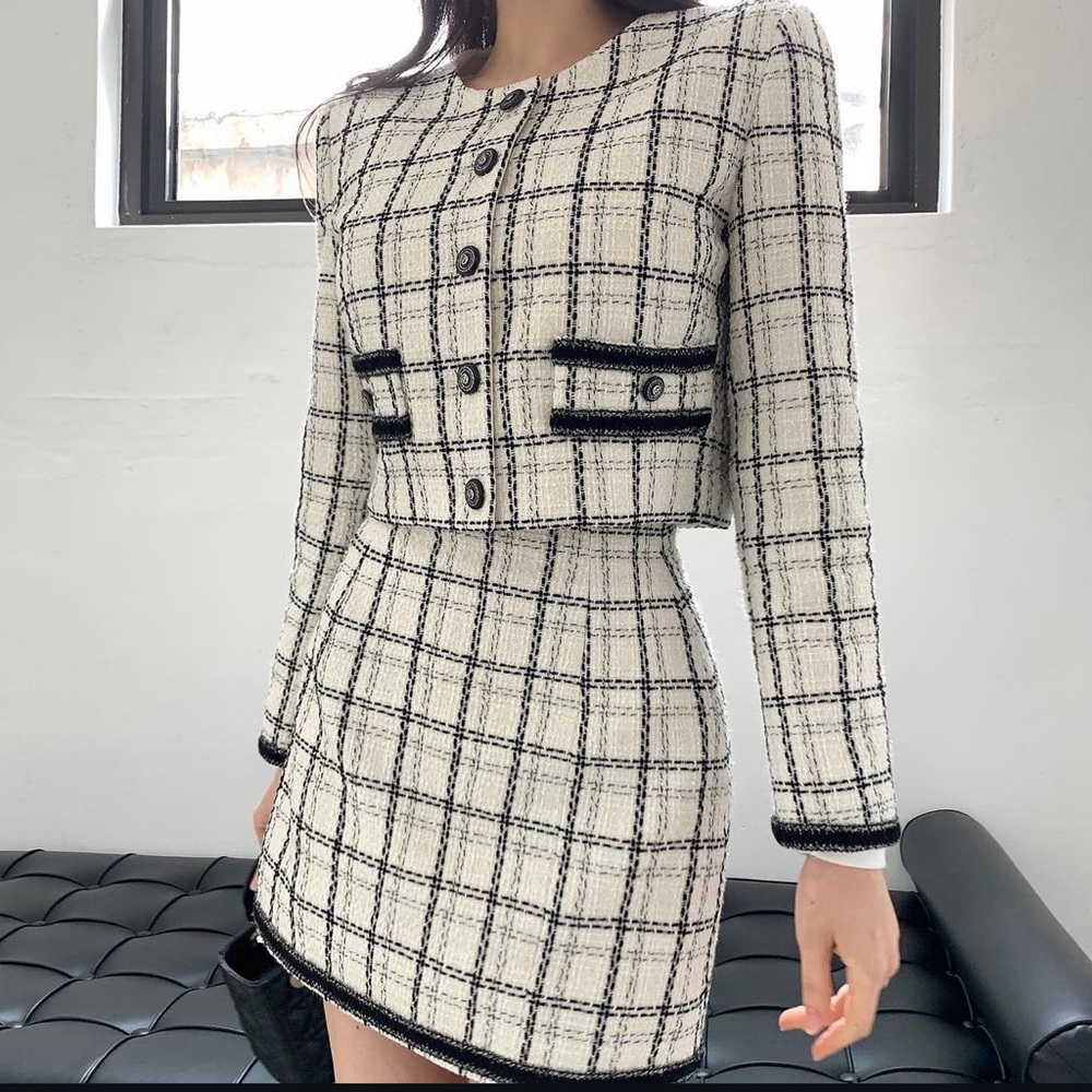 NWT Korean Clothing Brand AN:NEL Birthday Tweed Jacket and Skirt Set